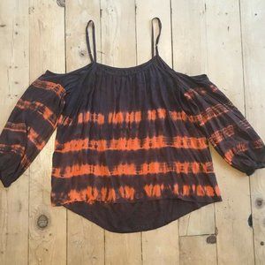 Blue Life SMALL blouse top tie dye brown orange